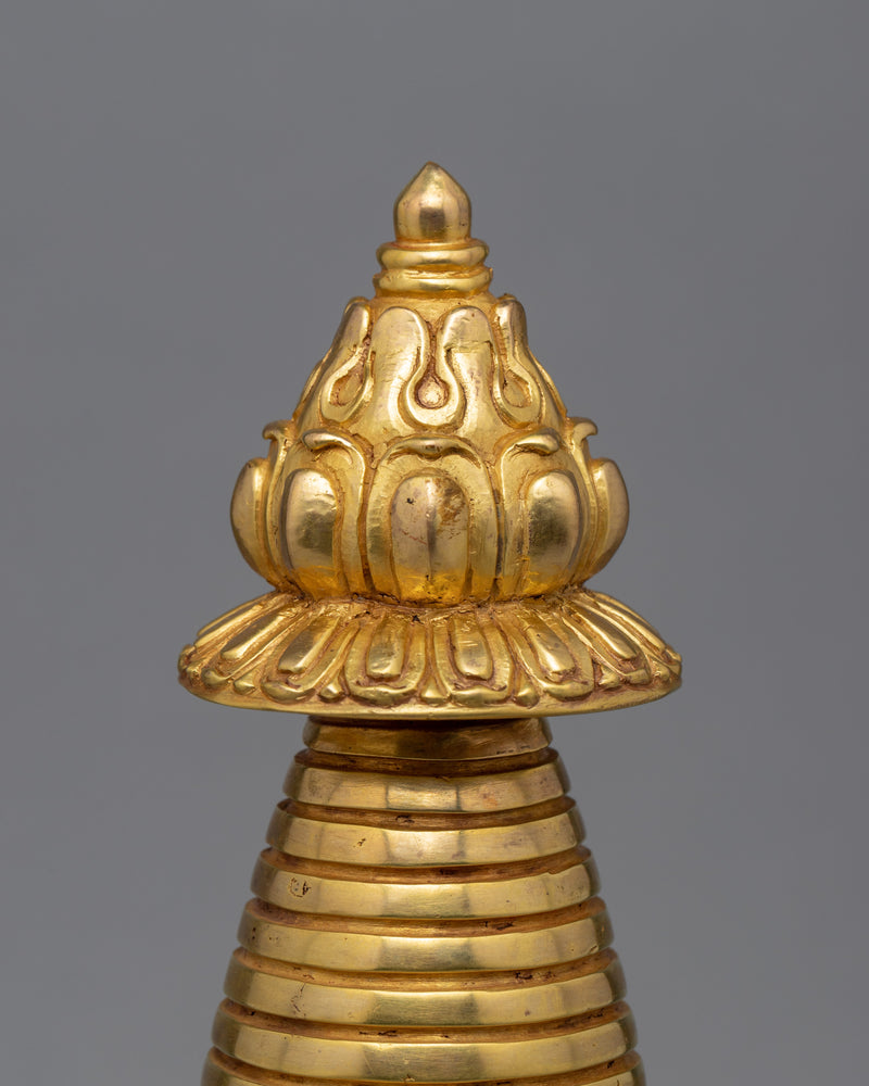 24K Gold Plated Stupa | Kadampa Style Stupa | Religious Decors