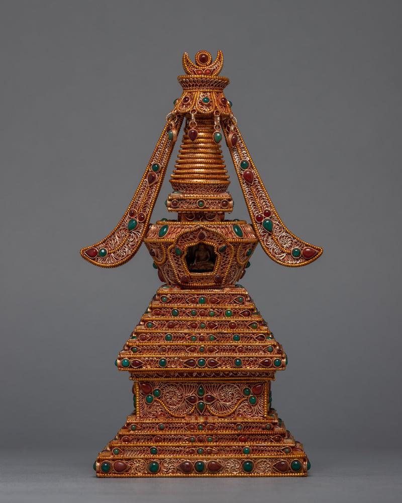 24K Gold Plated Buddhist Stupa