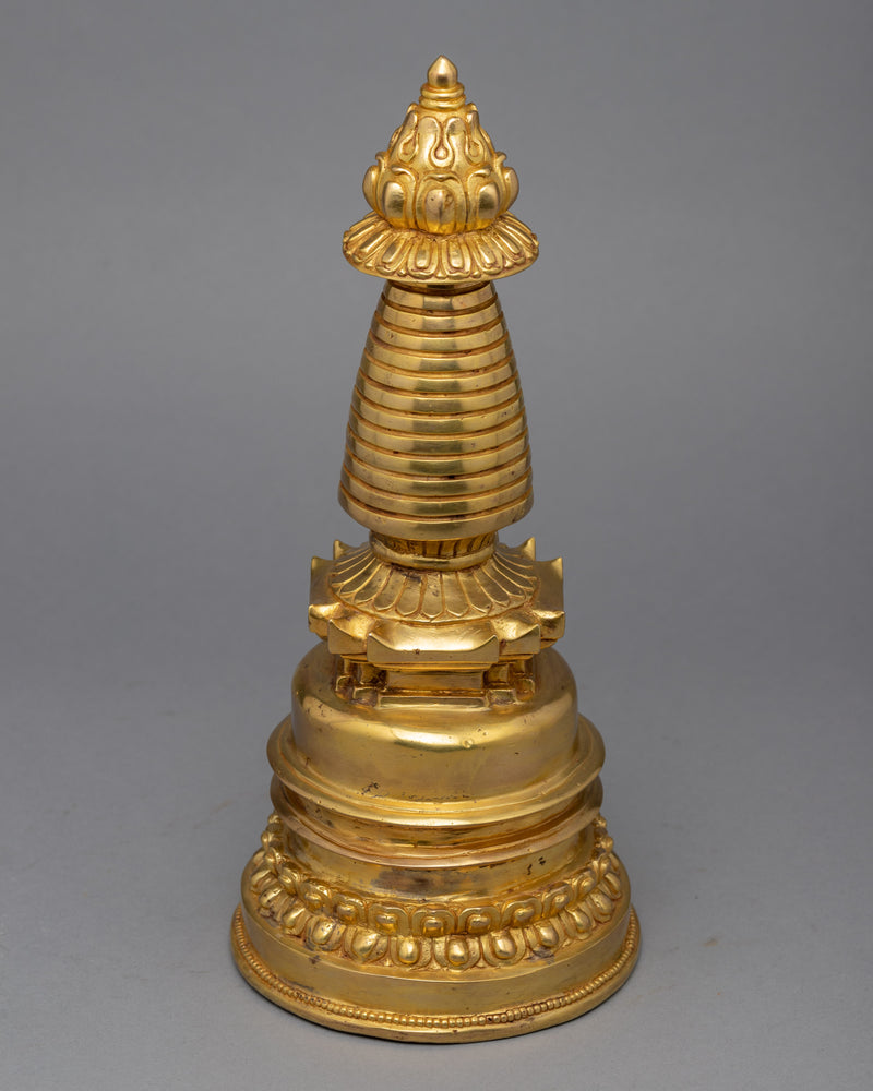 24K Gold Plated Stupa | Kadampa Style Stupa | Religious Decors