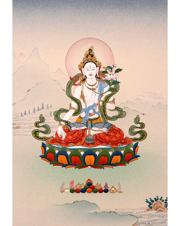 Tara White Thangka | Traditional Hand Painted Buddhist Art