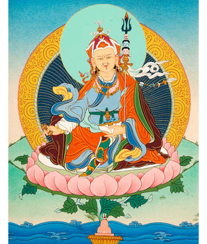 Traditional Made Thangka Of Guru Rinpoche | Hand Painted Lotus Born Master