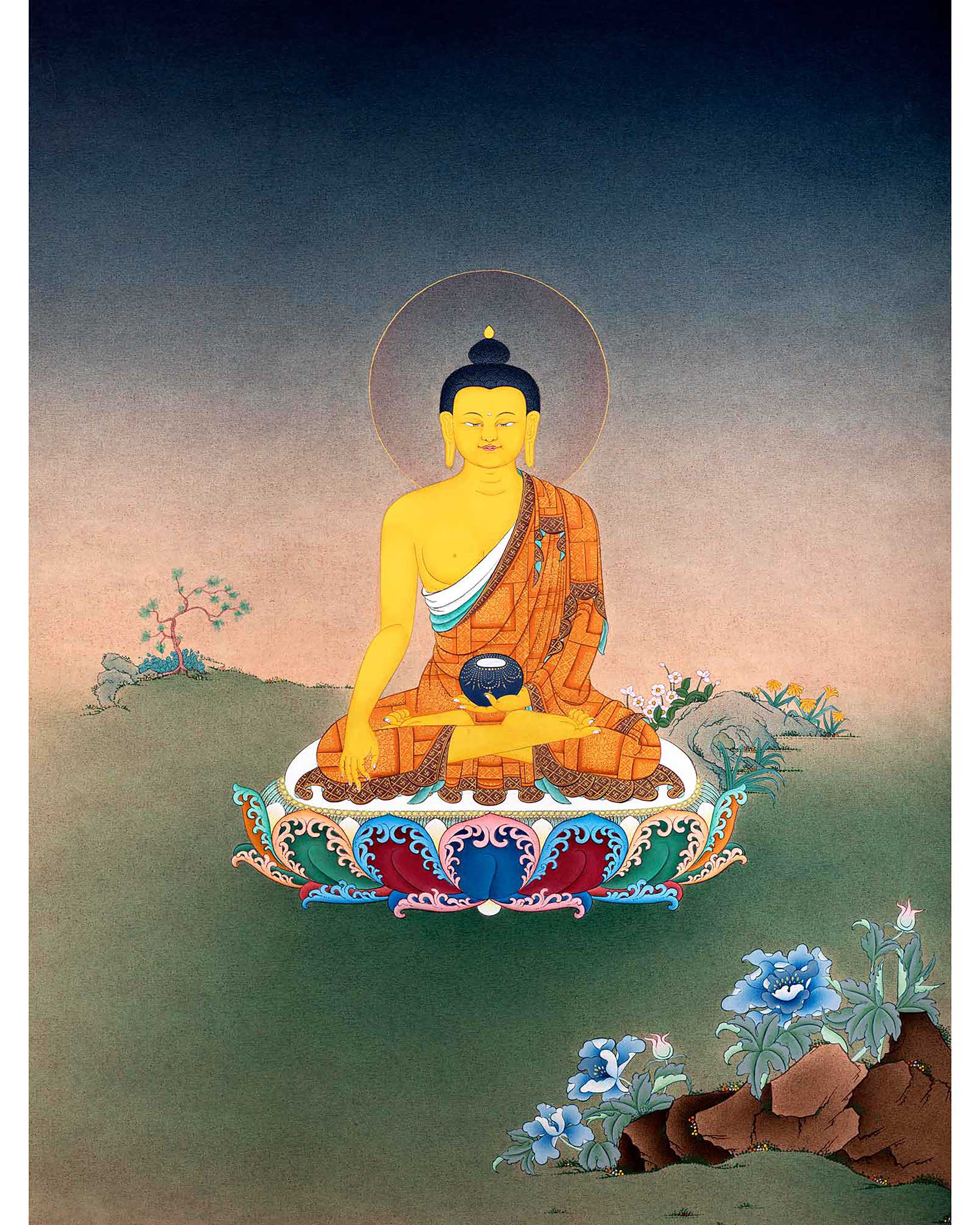 Shakyamuni Buddha  Traditional Thangka | Tibetan Buddhist Art