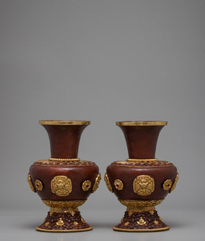 Tibetan Flower Vase Set | Tribal Art Design