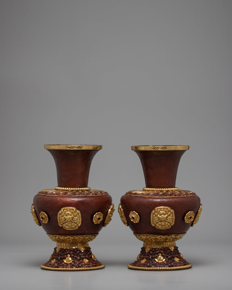 Tibetan Flower Vase Set | Tribal Art Design