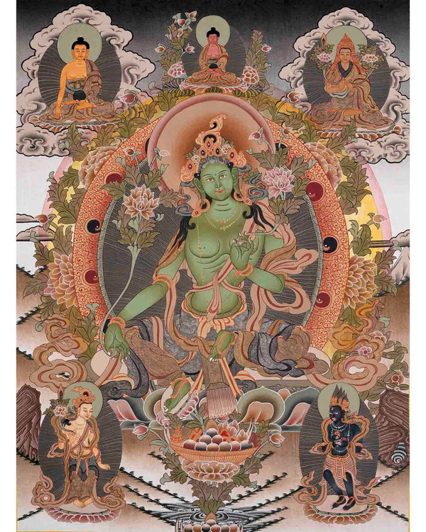 Tibetan Green Tara Thangka