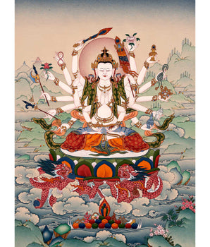 Cundi Buddha Thangka | Traditional Hand Painted Artwork
