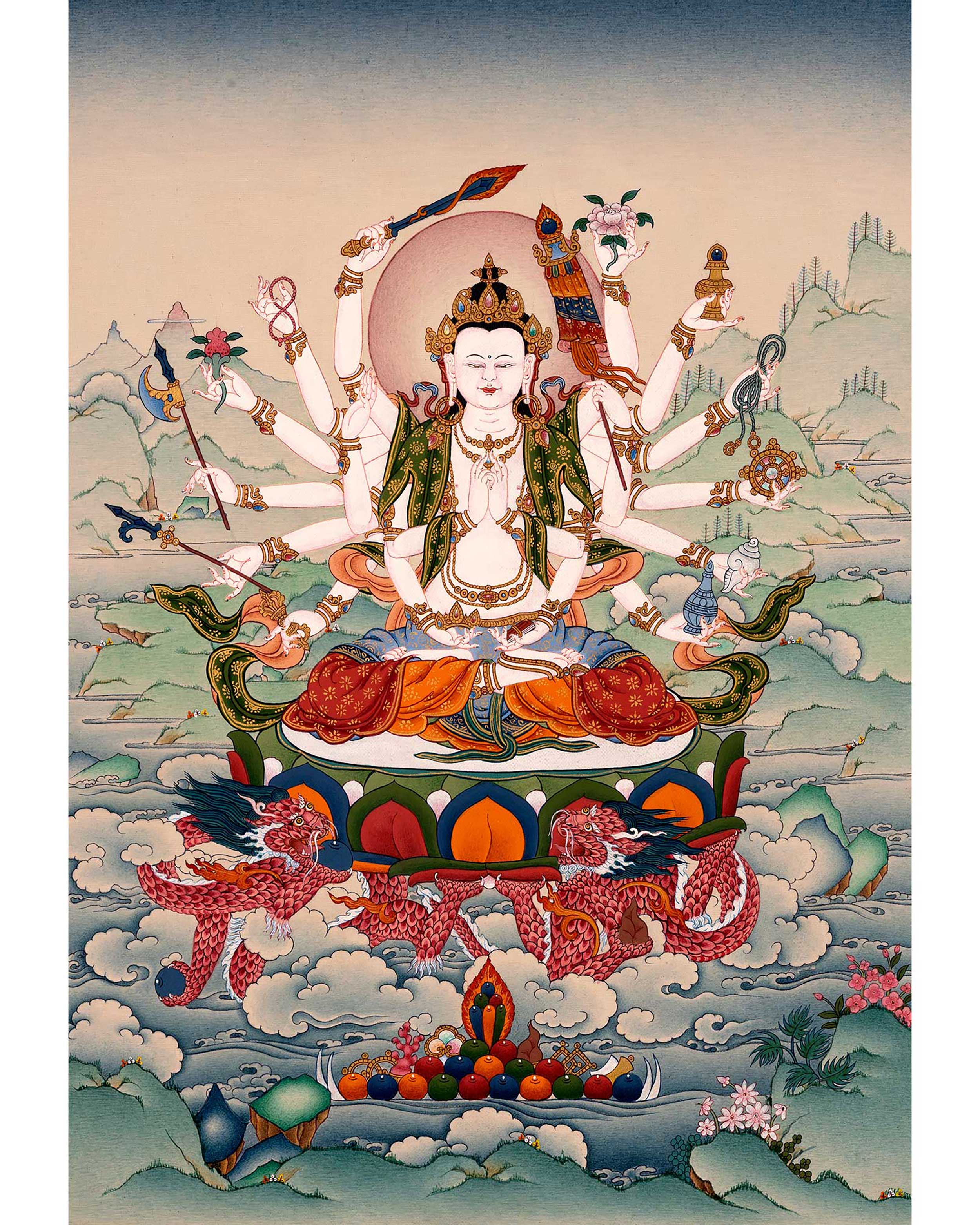 Cundi Buddha Thangka | Traditional Hand Painted Artwork