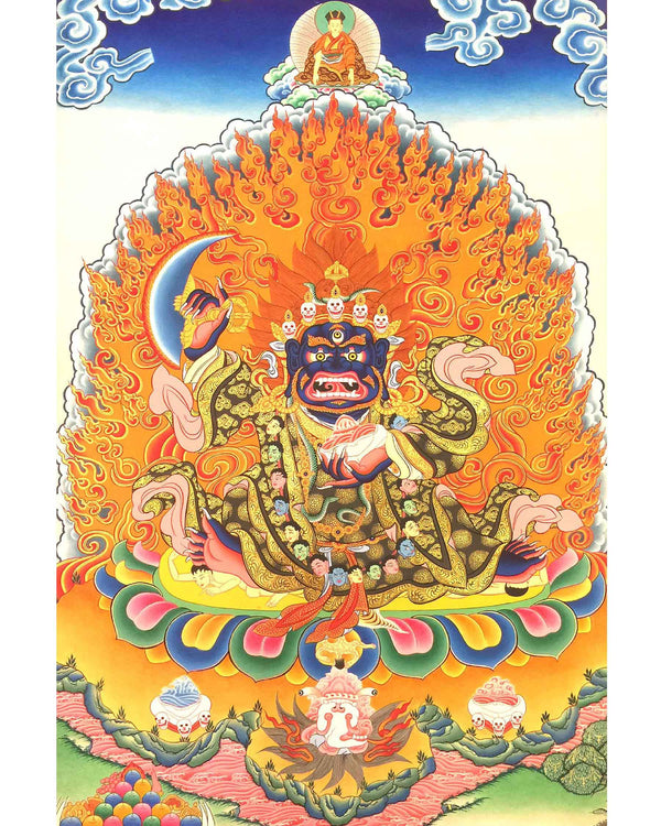 Two armed Bernagchen Mahakala Thangka Painting