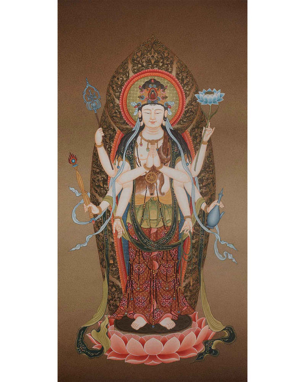Unique Thangka of the Eight Armed Avalokiteshvara