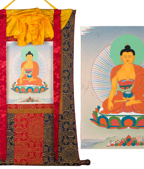 Shakyamuni Wall Scroll Painting | Buddha Brocade | Buddhist Thangka