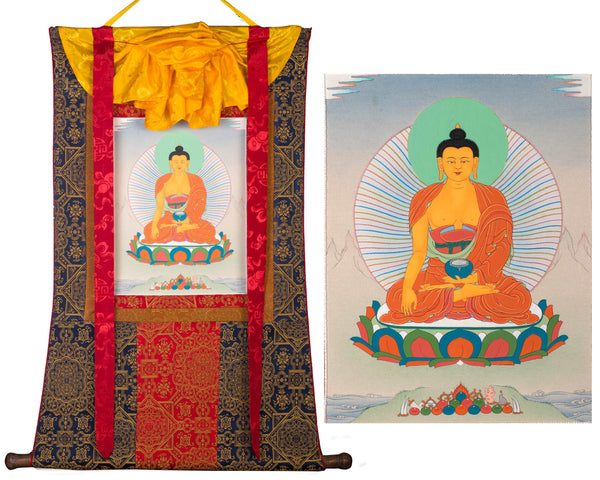 Shakyamuni Wall Scroll Painting | Buddha Brocade | Buddhist Thangka