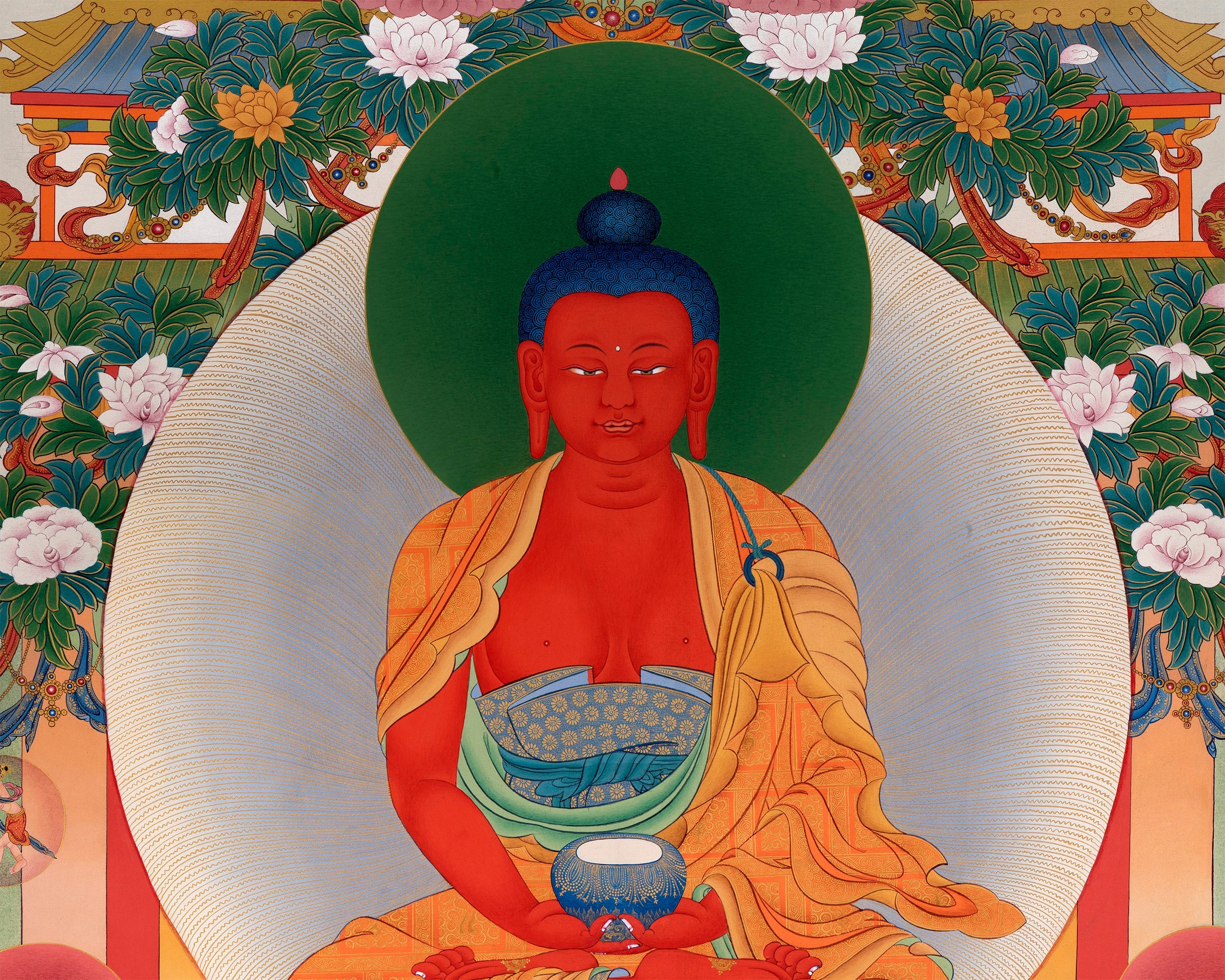 Buddha Amitabha Pureland Thangka, High Quality Giclee Canvas Print, Digital Print