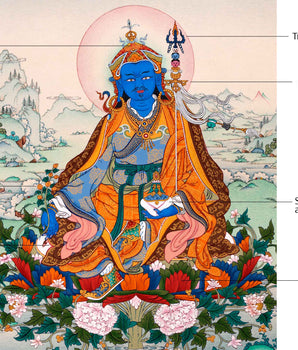 Guru Urgen Menla, Medicine Buddha Form of Guru Rinpoche Thangka