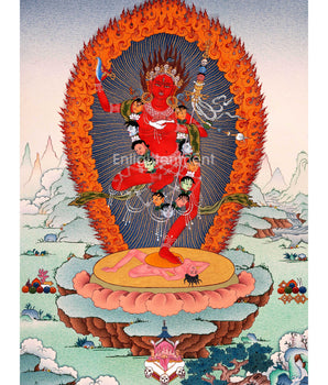 Vajravarahi Mantra Practice Thangka On Cotton Canvas | Traditional Himalayan Dakini Art
