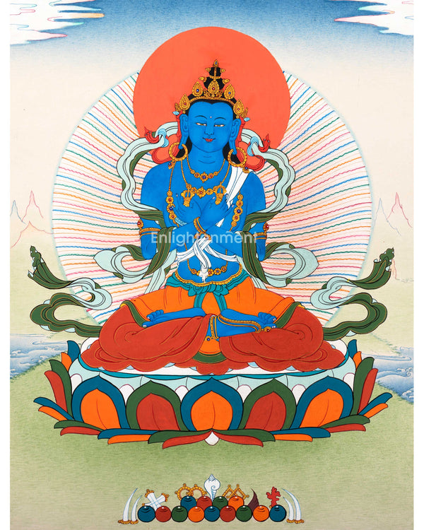 Hand Painted Vajradhara Thangka | Primordial Buddha Guru Dorje Chang | Hanpainted Thangka Art