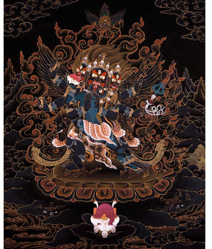 Vajrakilaya Painting, Tibetan Thangka with 24K Gold