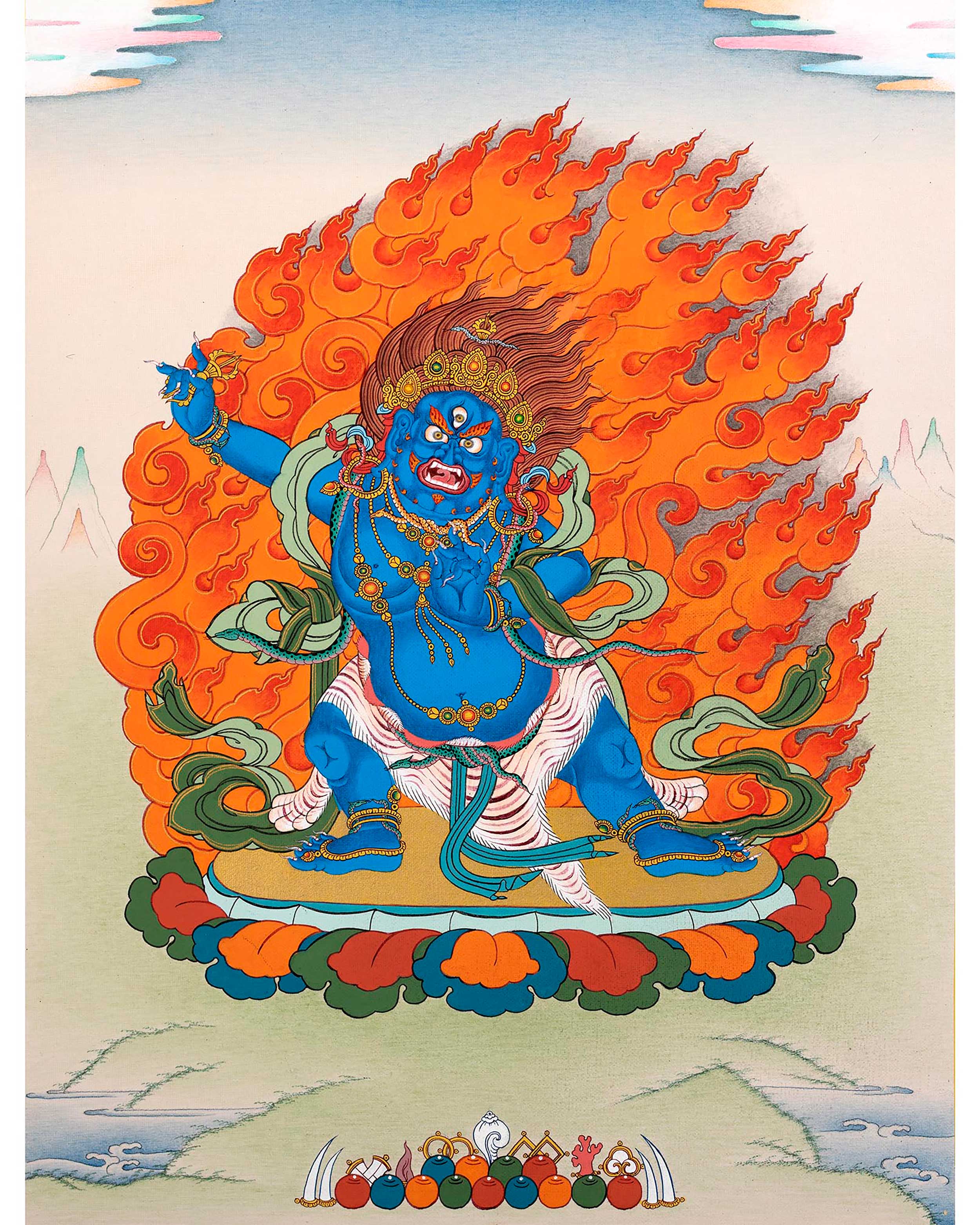 Vajrapani Thangka | Powerful Bodhisattva Painting