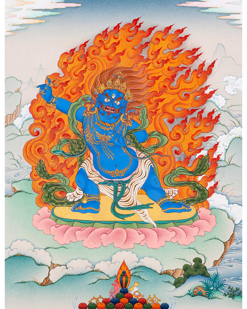 Vajrapani Bodhisattva Thangka | Tibetan Buddhist Painting