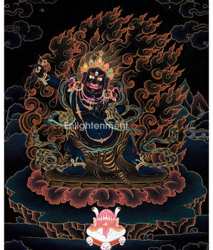 Sakya Vajrapani Tibetan Thangka | Painting In Black & Gold | Traditional Artwork