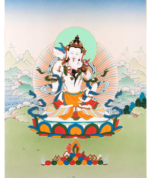 Vajrasattva And Consort | Yab Yum Thangka | Buddhist Deity