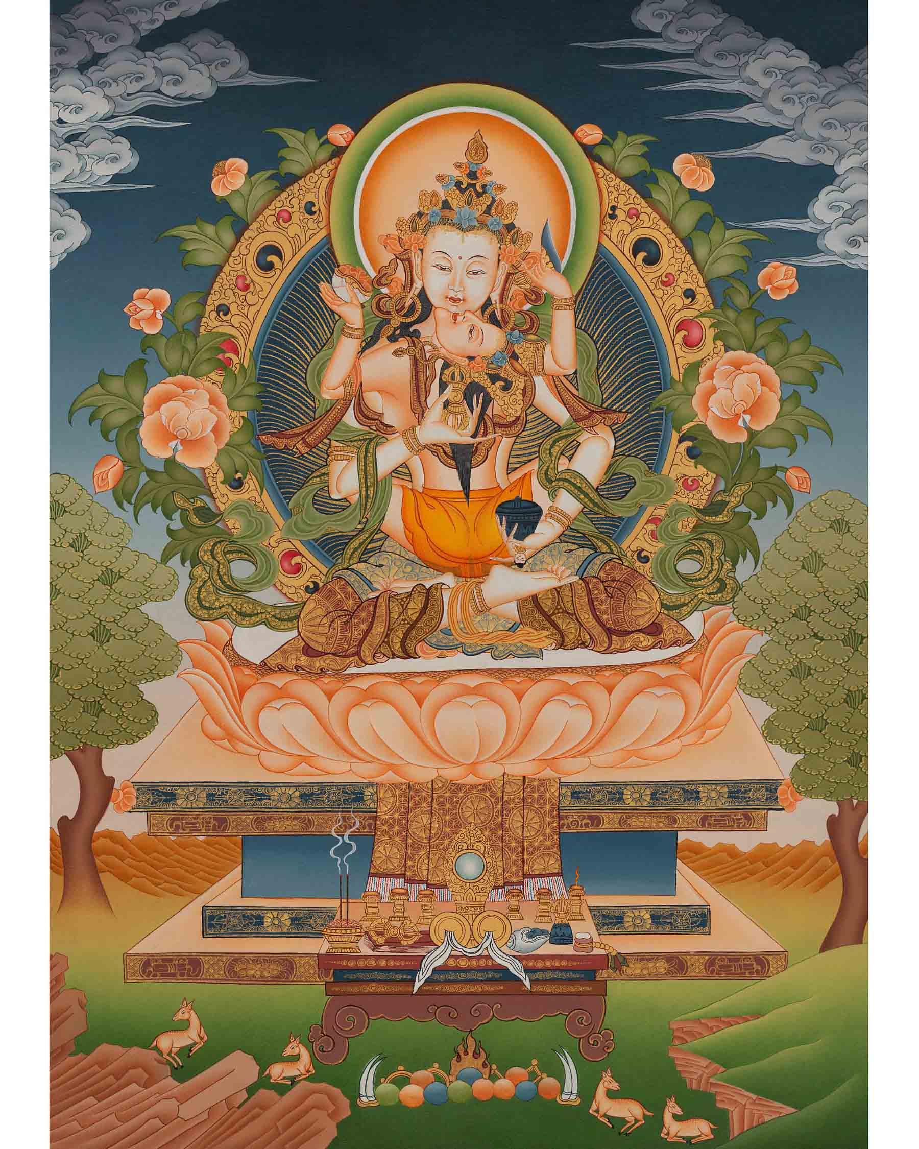 Vajrasattva Yab Yum Thangka