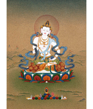 Tibetan Dorje Sempa Thangka | Traditionally Hand Painted Vajrasattva Art