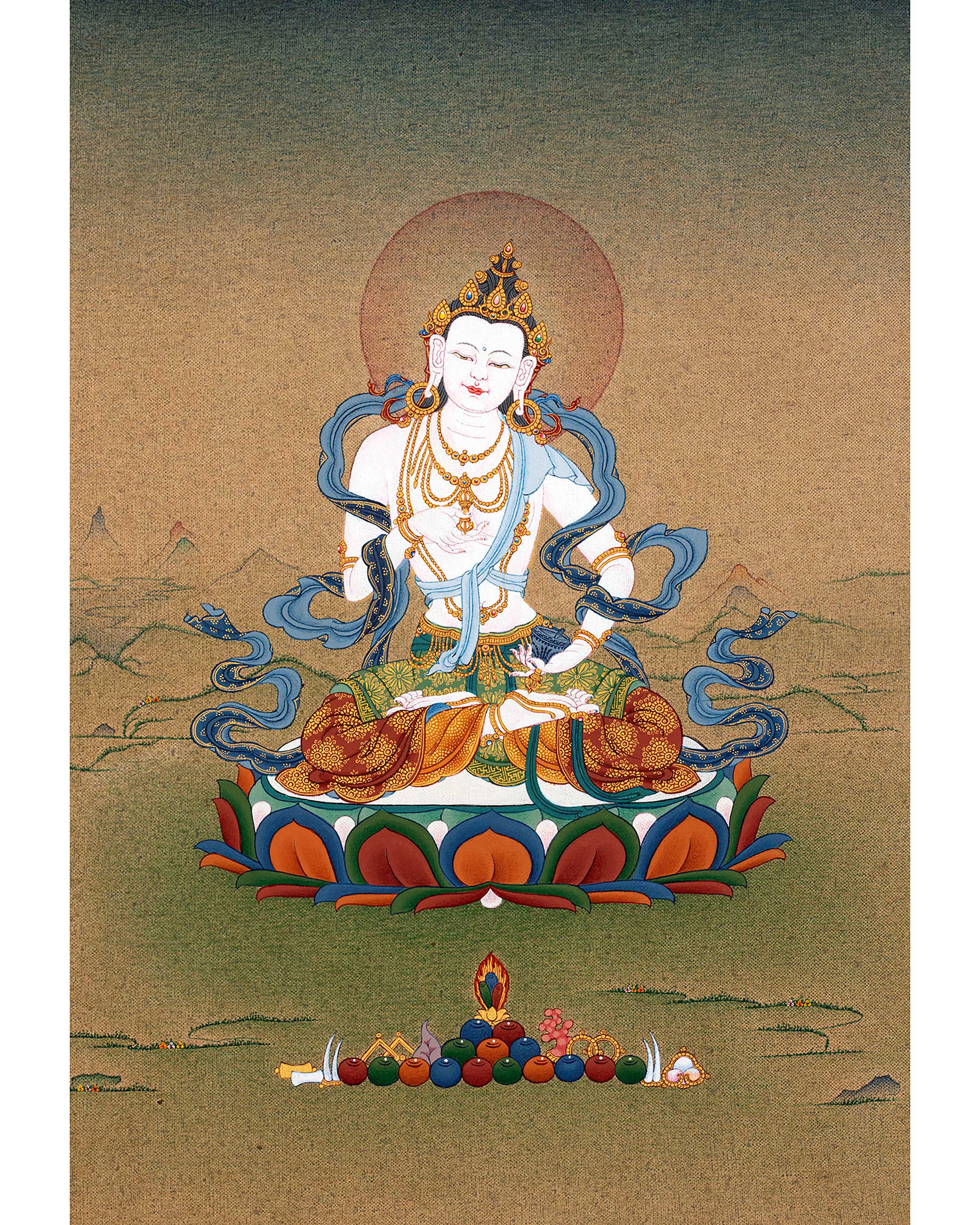 Tibetan Dorje Sempa Thangka | Traditionally Hand Painted Vajrasattva Art