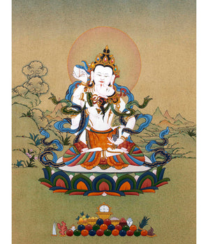 Vajrasattva Yab Yum Thangka | 24K Gold Tibetan Art