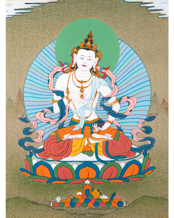 Vajrasattva Thangka in Authentic 24K Gold | Traditional Dorsem Painting | Buddhist Thangka Art