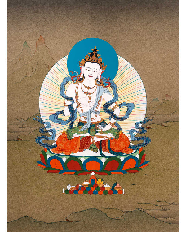 Vajrasattva, Dorje Sempa, Buddha Tibetan Thangka