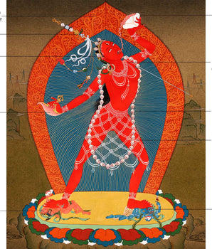 Vajrayogini Practice Hand Painted Thangka |  Tibetan 24K Gold Dakini Painting