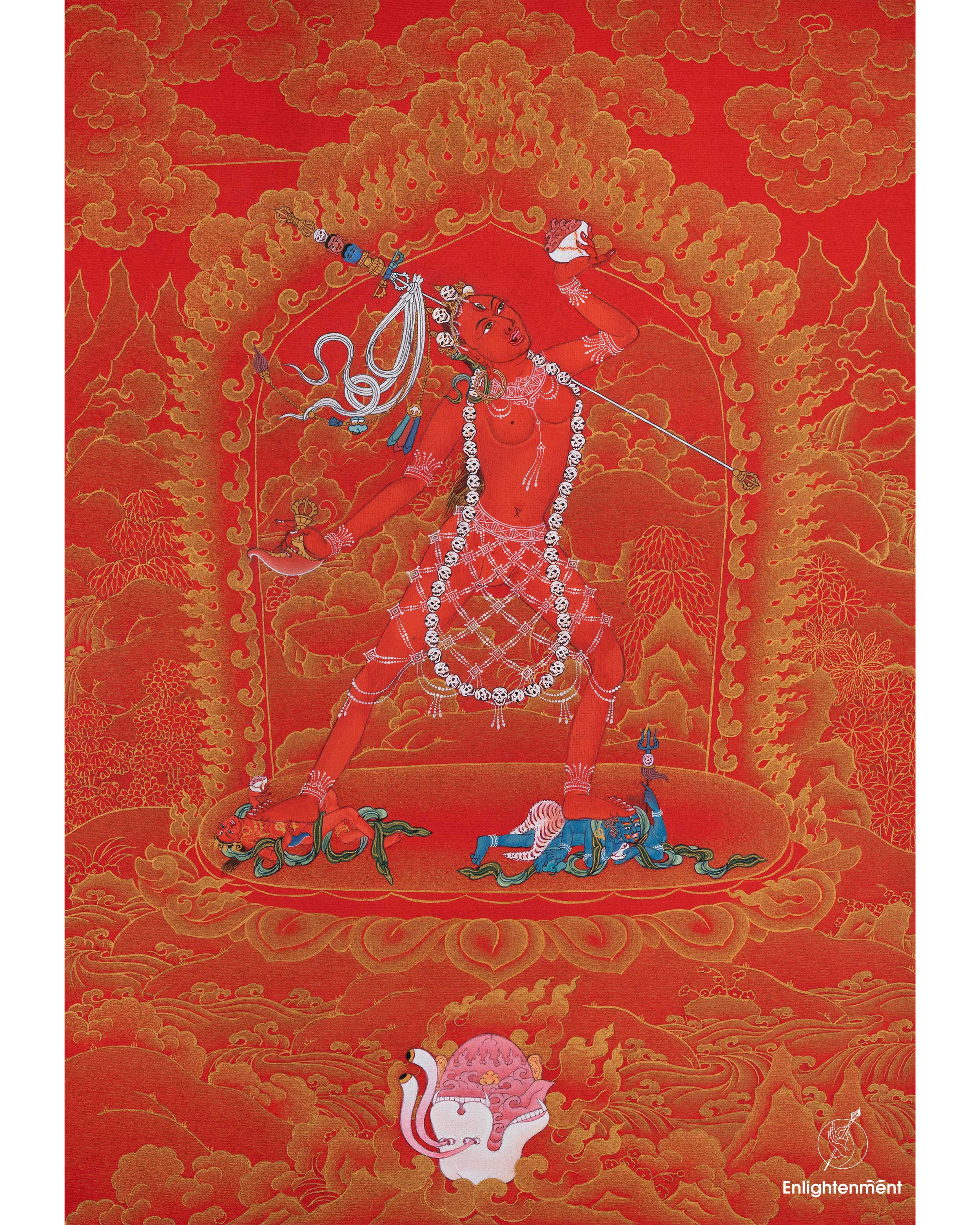 Traditional Himalayan Art Of Vajrayogini Dakini  | Tibetan Dakini Thangka For Mindfulness