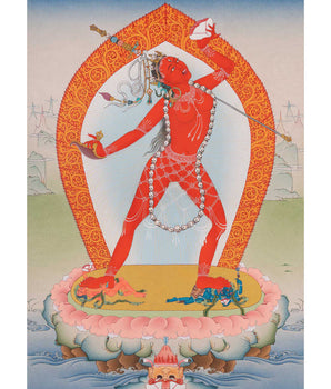 Vajrayogini Art | Tibetan 24K Gold Dakini Painting (includes Brocade)