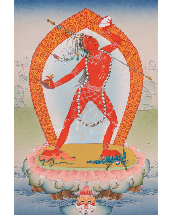 Vajrayogini Art | Tibetan 24K Gold Dakini Painting (includes Brocade)