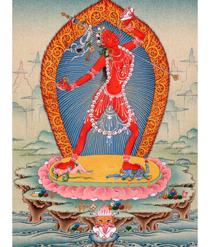 Vajrayogini Thangka | Tibetan 24K Gold Dakini Painting