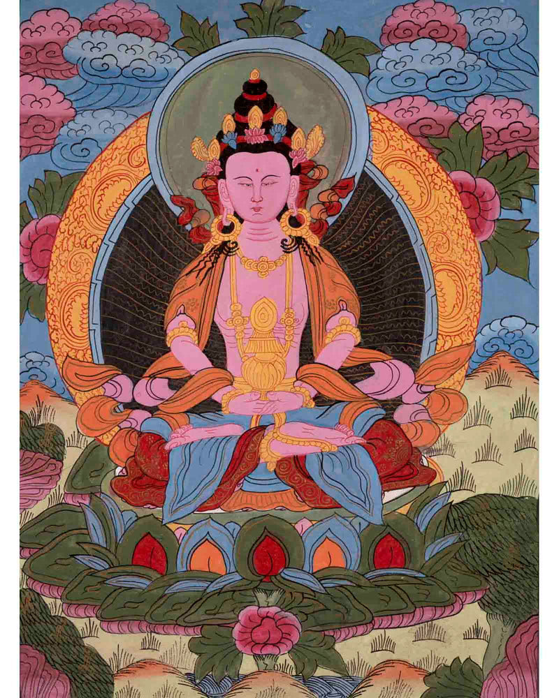 Vintage Amitayus Buddha Thangka