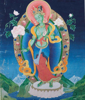 Vintage Green Tara Thangka