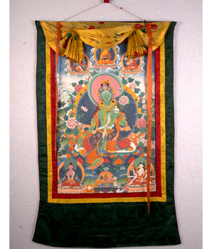 Vintage Green Tara Thangka