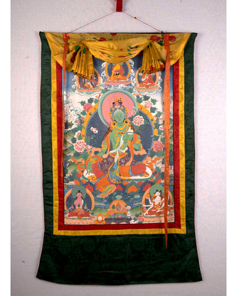 Vintage Green Tara Thangka