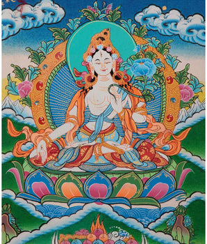 Vintage White Tara Thangka
