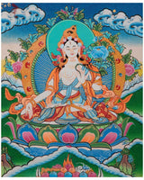 Vintage White Tara Thangka