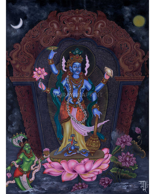 Highly Revered Hindu Deity Sree Vishnu Giclee Print | Vishnu, The God Of Preservation Art For Wall Hanging