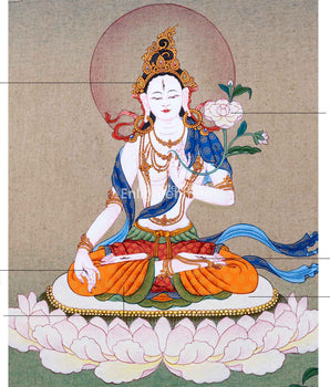 Buddhist White Tara Thangka | Handpainted Traditional Artwork | Vajrayana Painting