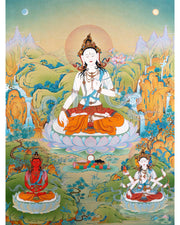 White Tara Thangka | Namgyalma | Amitayus | Long Life Bodhisattva