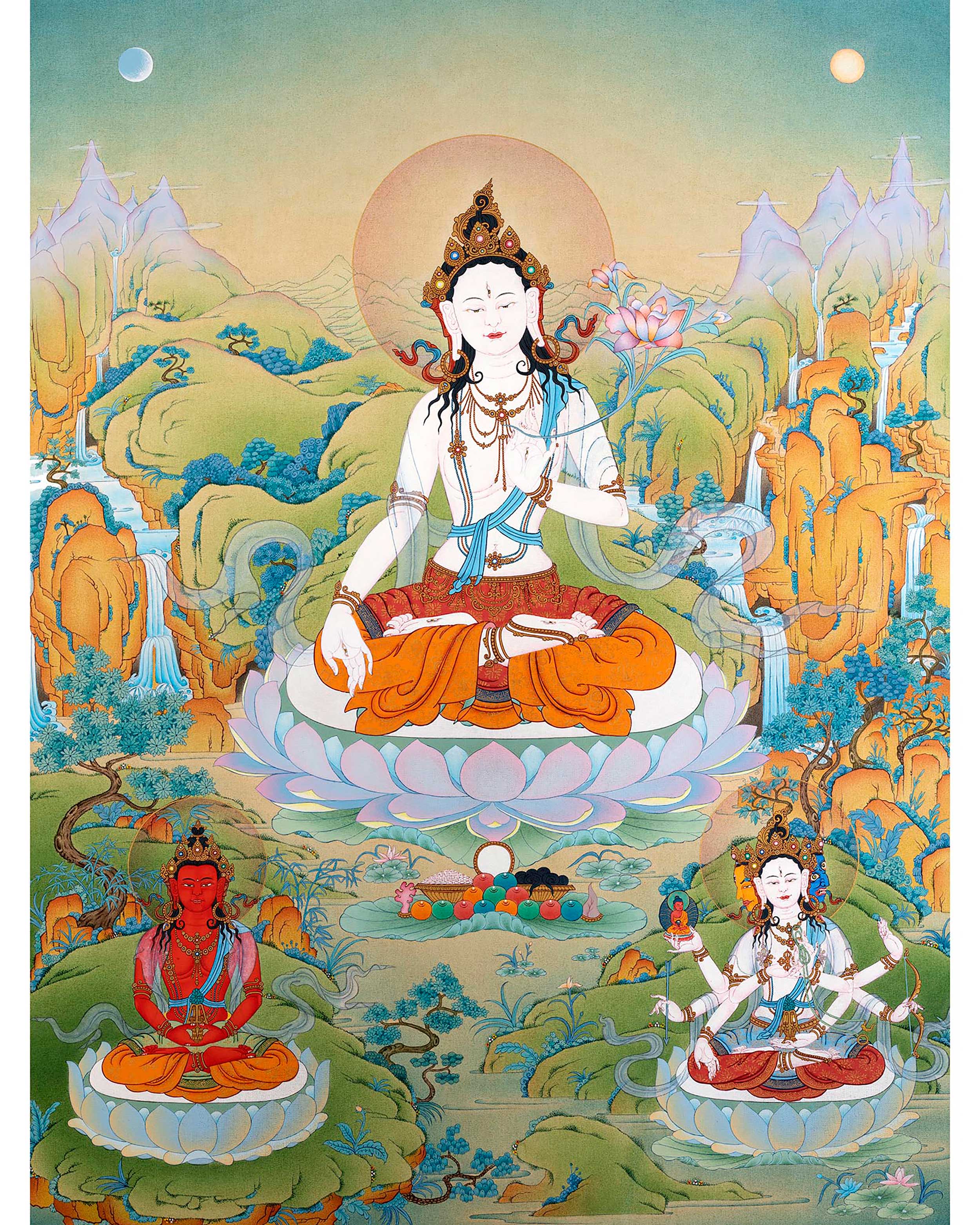White Tara Thangka | Namgyalma | Amitayus | Long Life Bodhisattva