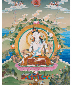White Tara Healing Thangka | Vajrayana Buddhist Art | Hand-Painted Tara Painting