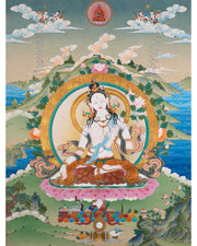 White Tara Healing Thangka | Vajrayana Buddhist Art | Hand-Painted Tara Painting