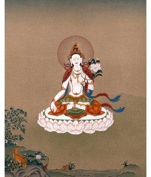 White Tara Thangka | Himalayan Buddhist Art | Female Bodhisattva