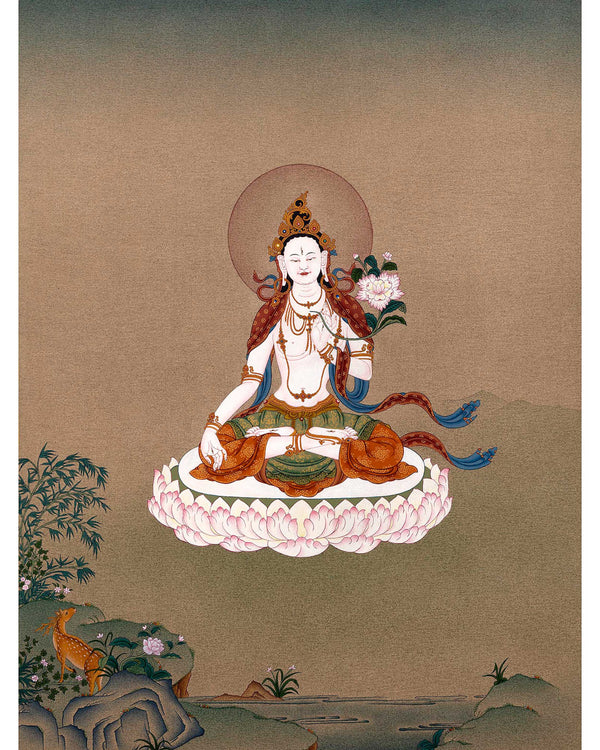 White Tara Thangka | Himalayan Buddhist Art | Female Bodhisattva