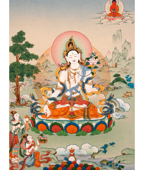 White Tara Goddess Thangka | Tibetan Art of Female Bodhisattva